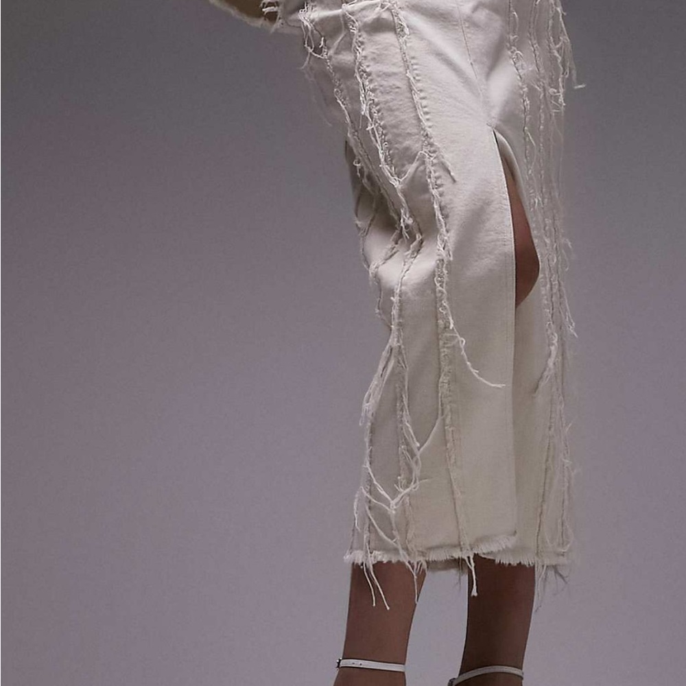 Topshop Frayed Midi Skirt